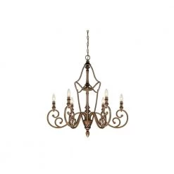 31 in. Isla 6-Light Aged Brass Hanging Dining Room Chandelier by Designers Fountain