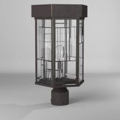 Kingsley 17.25 in. Aged Bronze Patina 1-Light Outdoor Post Lamp with Clear Seedy and Ribbed Glass Shade by Designers Fountain -Designers Fountain Shop aged bronze patina designers fountain post lanterns 32136 abp 4f 1000