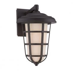 Triton 1-Light Aged Bronze Patina Outdoor Incandescent Wall Lantern by Designers Fountain