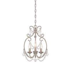 Dahlia 3-Light Aged Platinum Mini Chandelier by Designers Fountain