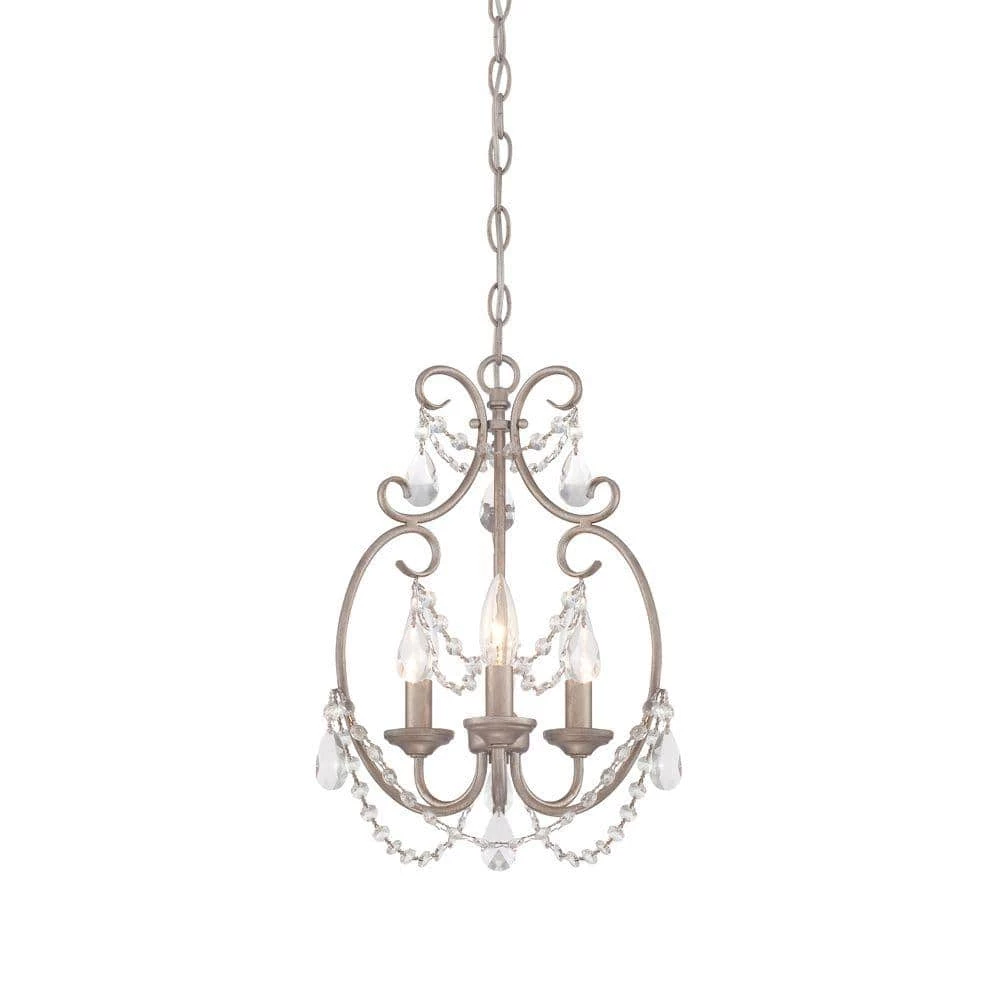 Dahlia 3-Light Aged Platinum Mini Chandelier by Designers Fountain 3 Dahlia 3-Light Aged Platinum Mini Chandelier by Designers Fountain