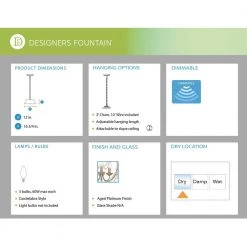 Dahlia 3-Light Aged Platinum Mini Chandelier by Designers Fountain 11 Dahlia 3-Light Aged Platinum Mini Chandelier by Designers Fountain -Designers Fountain Shop aged platinum designers fountain chandeliers 6205 ap 76 1000