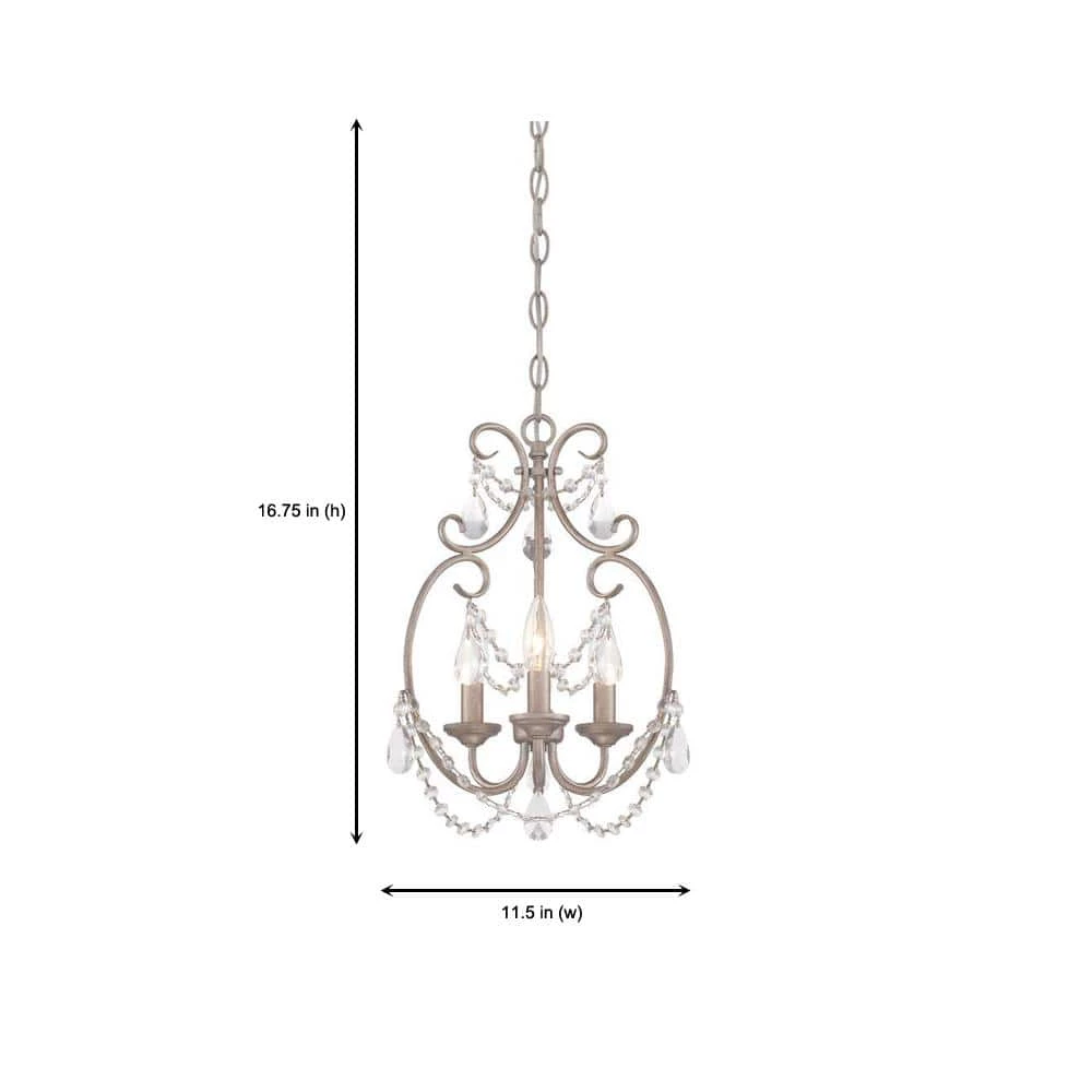 Dahlia 3-Light Aged Platinum Mini Chandelier by Designers Fountain 4 Dahlia 3-Light Aged Platinum Mini Chandelier by Designers Fountain - Image 2