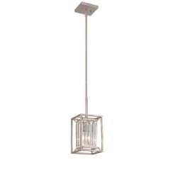 Linares 1-Light Aged Platinum Interior Incandescent Mini Pendant by Designers Fountain