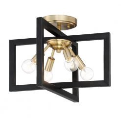 14.75 in. Xander 4-Light Aged Warm Brass Ceiling Light Semi Flush Mount by Designers Fountain