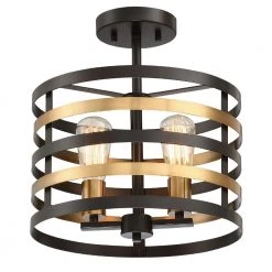 13 in. Mya 2-Light Antique Bronze Ceiling Light Semi Flush Mount by Designers Fountain