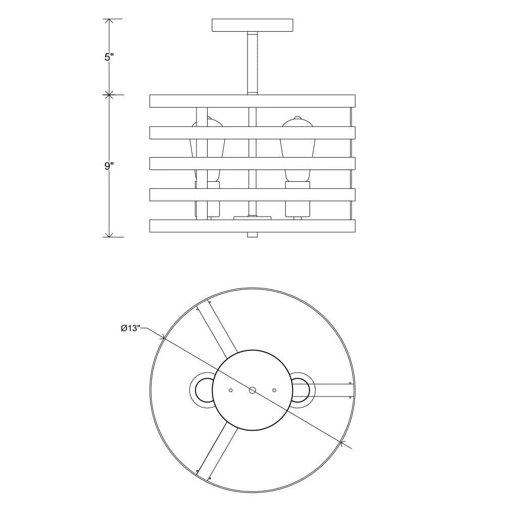 13 in. Mya 2-Light Antique Bronze Ceiling Light Semi Flush Mount by Designers Fountain 6 13 in. Mya 2-Light Antique Bronze Ceiling Light Semi Flush Mount by Designers Fountain - Image 4