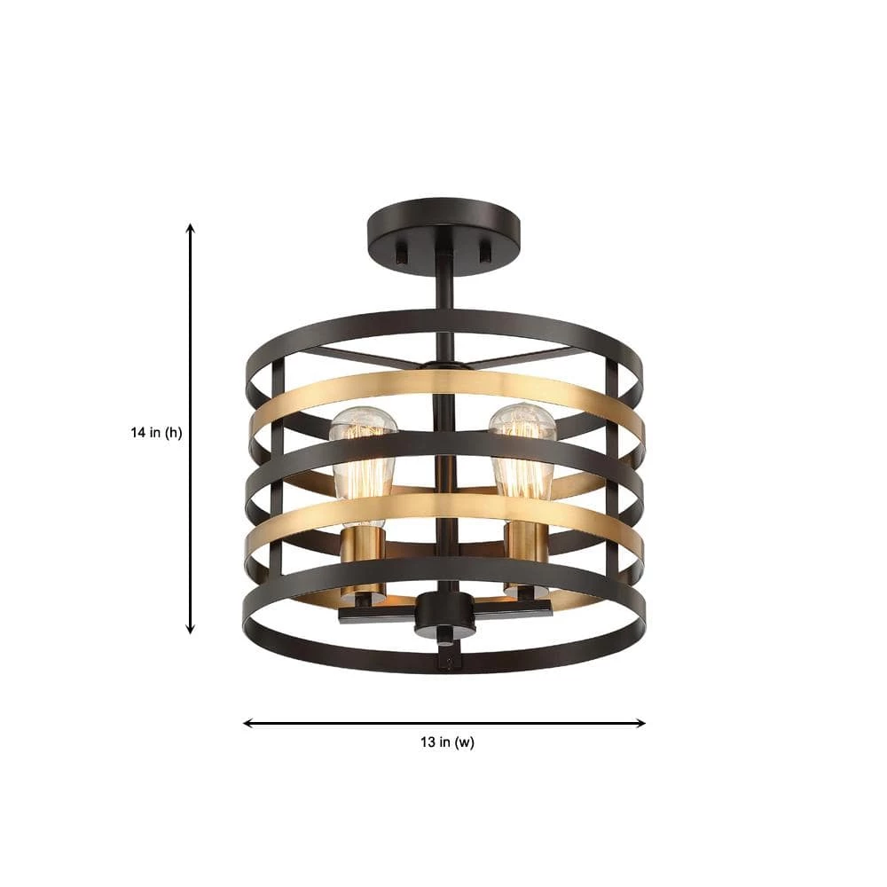 13 in. Mya 2-Light Antique Bronze Ceiling Light Semi Flush Mount by Designers Fountain 4 13 in. Mya 2-Light Antique Bronze Ceiling Light Semi Flush Mount by Designers Fountain - Image 2
