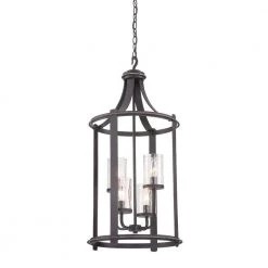 Palencia 4-Light Artisan Pardo Wash Interior Incandescent Hall and Foyer by Designers Fountain