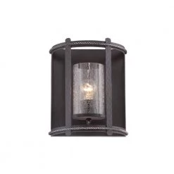 8 in. Palencia 1-Light Artisan Pardo Wash Mediterranean Wall Mount Sconce Light with Clear Seedy Glass Shade by Designers Fountain