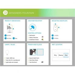 Tiverton 16.25 in. Autumn Gold 1-Light Outdoor Wall Lamp with Clear Glass Shade by Designers Fountain -Designers Fountain Shop autumn gold designers fountain outdoor sconces 2420md ag a0 1000