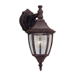 14.25 in. Autumn Gold 1-Light Outdoor Wall Lamp with Clear Glass Shade by Designers Fountain