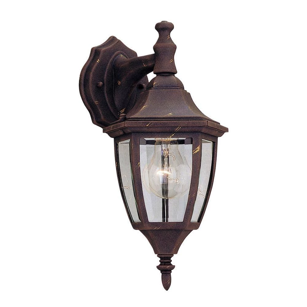 14.25 in. Autumn Gold 1-Light Outdoor Wall Lamp with Clear Glass Shade by Designers Fountain 3 14.25 in. Autumn Gold 1-Light Outdoor Wall Lamp with Clear Glass Shade by Designers Fountain