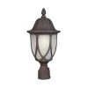 Capella 19.25 in. Black 1-Light Outdoor Post Lamp with Satin Crackle Glass Shade by Designers Fountain