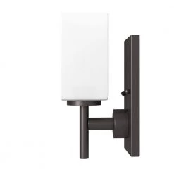 4.5 in. Dakota 1-Light Biscyane Bronze Modern Wall Mount Sconce Light with Frosted White Glass Shade by Designers Fountain -Designers Fountain Shop biscayne bronze designers fountain vanity lighting 6731 bbr 44 1000