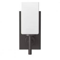 4.5 in. Dakota 1-Light Biscyane Bronze Modern Wall Mount Sconce Light with Frosted White Glass Shade by Designers Fountain -Designers Fountain Shop biscayne bronze designers fountain vanity lighting 6731 bbr fa 1000