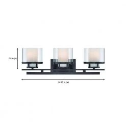24.25 in. Fusion 3-Light Biscayne Bronze Mid-Century Modern Bathroom Vanity Light with Clear and Frosted Glass Shades by Designers Fountain -Designers Fountain Shop biscayne bronze designers fountain vanity lighting 86103 bbr 1d 1000