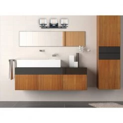 24.25 in. Fusion 3-Light Biscayne Bronze Mid-Century Modern Bathroom Vanity Light with Clear and Frosted Glass Shades by Designers Fountain -Designers Fountain Shop biscayne bronze designers fountain vanity lighting 86103 bbr 66 1000