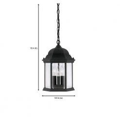 Erving 14 in. Black 3-Light Outdoor Hanging Lamp with Clear Glass Shade by Designers Fountain 8 Erving 14 in. Black 3-Light Outdoor Hanging Lamp with Clear Glass Shade by Designers Fountain -Designers Fountain Shop bk designers fountain outdoor chandeliers 2984 bk 40 1000