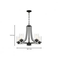 Jedrek 5-Light Black Chandelier with Clear Glass Shade by Designers Fountain -Designers Fountain Shop black designers fountain chandeliers 93385 bk 66 1000
