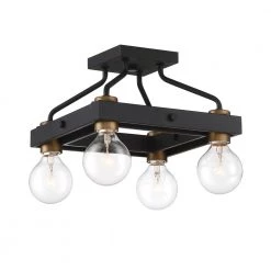 11.75 in. Ravella 4-Light Black Interior Ceiling Light Semi Flush Mount by Designers Fountain