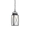 Fairlington 18.25 in. Black 1-Light Outdoor Hanging Lamp with Etched White Glass Shade by Designers Fountain