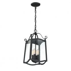 Glenwood 18.75 in. Black 4-Light Outdoor Hanging Lamp with Clear Seedy Glass Shade by Designers Fountain -Designers Fountain Shop black designers fountain outdoor pendant lights 94794 bk 1d 1000