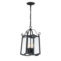 Glenwood 18.75 in. Black 4-Light Outdoor Hanging Lamp with Clear Seedy Glass Shade by Designers Fountain -Designers Fountain Shop black designers fountain outdoor pendant lights 94794 bk a0 1000