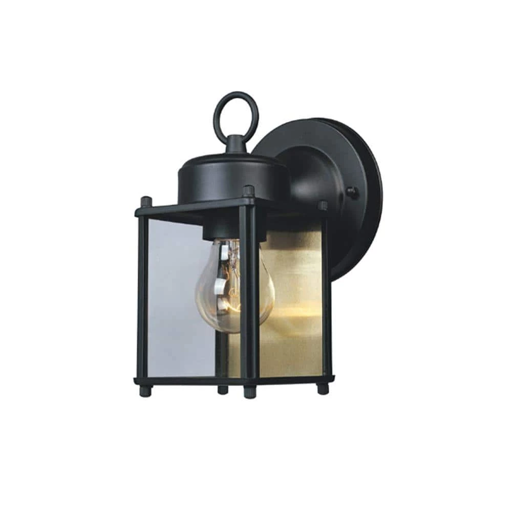 8 in. Black 1-Light Outdoor Porch Lamp with Clear Beveled Glass Shade by Designers Fountain 3 8 in. Black 1-Light Outdoor Porch Lamp with Clear Beveled Glass Shade by Designers Fountain