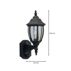 Tiverton 16.25 in. Black 1-Light Outdoor Wall Lamp with Clear Glass Shade by Designers Fountain -Designers Fountain Shop black designers fountain outdoor sconces 2420md bk 66 1000