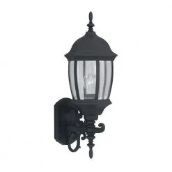 Tiverton 21.5 in. Black 1-Light Outdoor Wall Lamp with Clear Glass Shade by Designers Fountain