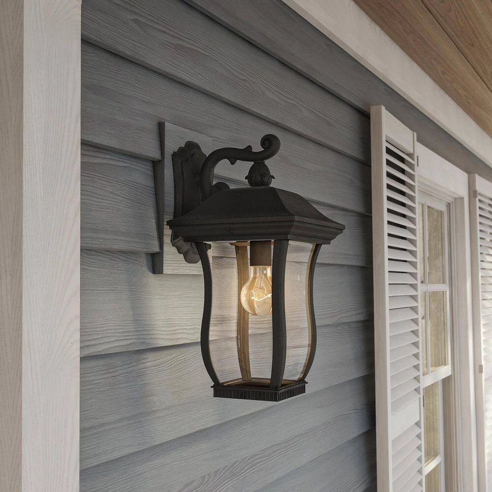 Chelsea 14.5 in. Black 1-Light Outdoor Wall Lamp with Clear Glass Shade by Designers Fountain 5 Chelsea 14.5 in. Black 1-Light Outdoor Wall Lamp with Clear Glass Shade by Designers Fountain - Image 3