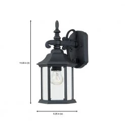 Erving 14.25 in. Black 1-Light Outdoor Wall Lamp with Clear Glass Shade by Designers Fountain -Designers Fountain Shop black designers fountain outdoor sconces 2961 bk 40 1000