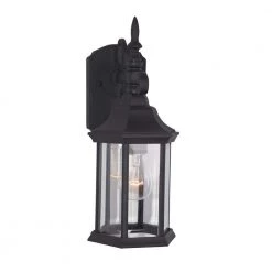 Erving 14.25 in. Black 1-Light Outdoor Wall Lamp with Clear Glass Shade by Designers Fountain -Designers Fountain Shop black designers fountain outdoor sconces 2961 bk 66 1000