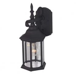 Erving 14.25 in. Black 1-Light Outdoor Wall Lamp with Clear Glass Shade by Designers Fountain -Designers Fountain Shop black designers fountain outdoor sconces 2961 bk 77 1000