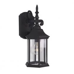 Erving 14.25 in. Black 1-Light Outdoor Wall Lamp with Clear Glass Shade by Designers Fountain -Designers Fountain Shop black designers fountain outdoor sconces 2961 bk c3 1000