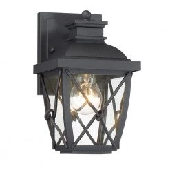Belmont 9.75 in. Black 1-Light Outdoor Wall Lamp with Clear Glass Shade by Designers Fountain -Designers Fountain Shop black designers fountain outdoor sconces 34821 bk a0 1000