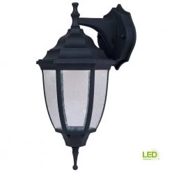 Lexington 14.75 in. Black LED Outdoor Wall Lamp with Clear Seedy Glass Shade by Designers Fountain -Designers Fountain Shop black designers fountain outdoor sconces 7103led 05 66 1000