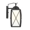 Fairlington 13 in. Black 1-Light Outdoor Wall Lamp with Etched White Glass Shade by Designers Fountain