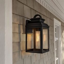 Milton 1-Light Black Hardwired Outdoor Wall Lantern Sconce with Clear Glass by Designers Fountain 10 Milton 1-Light Black Hardwired Outdoor Wall Lantern Sconce with Clear Glass by Designers Fountain -Designers Fountain Shop black designers fountain outdoor sconces d262m 7ew bk 40 1000
