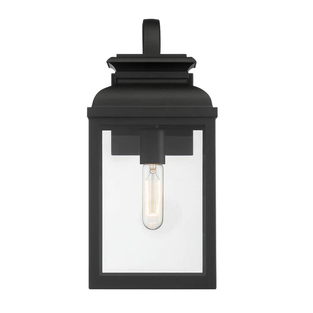 Milton 1-Light Black Hardwired Outdoor Wall Lantern Sconce with Clear Glass by Designers Fountain 6 Milton 1-Light Black Hardwired Outdoor Wall Lantern Sconce with Clear Glass by Designers Fountain - Image 4