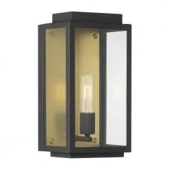 Twilight 1-Light Black Hardwired Outdoor Wall Lantern Sconce with Clear Glass by Designers Fountain