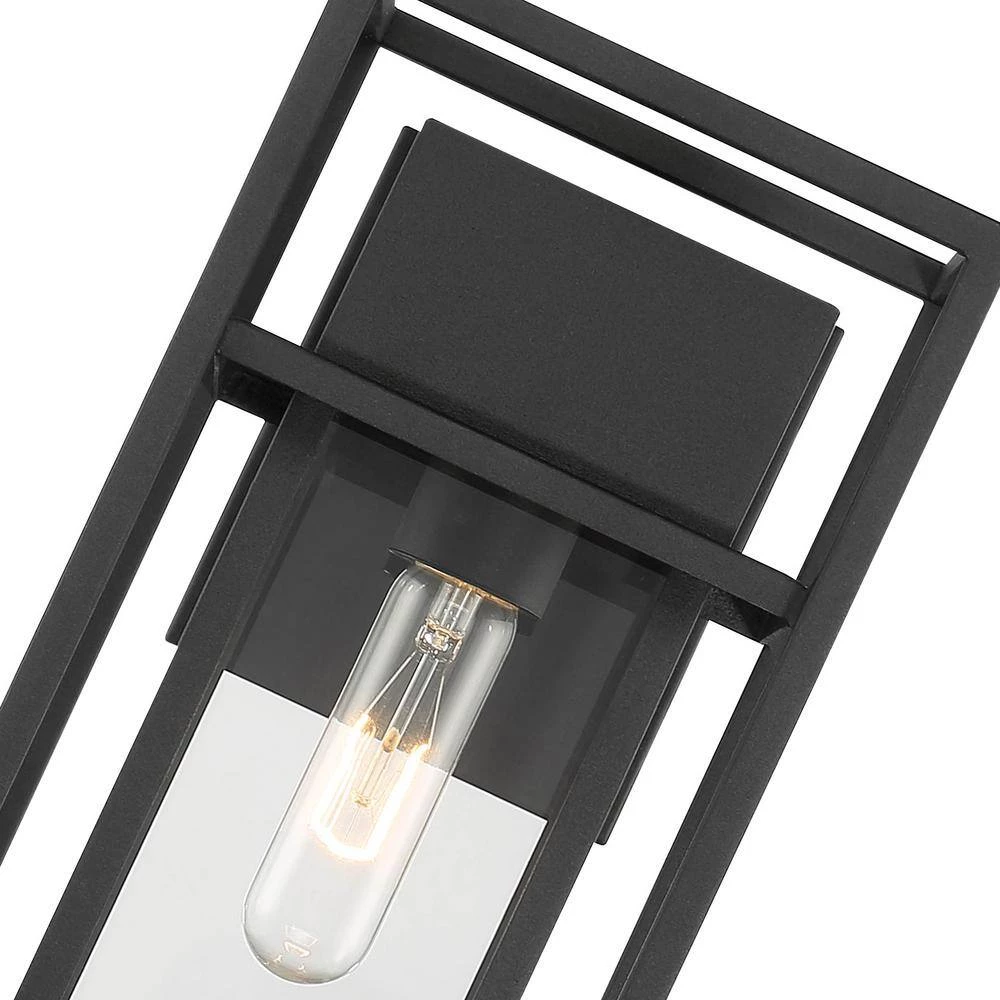 Burton 1-Light Black Hardwired Outdoor Wall Lantern Sconce with Clear Glass by Designers Fountain 9 Burton 1-Light Black Hardwired Outdoor Wall Lantern Sconce with Clear Glass by Designers Fountain - Image 7