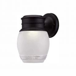 Barclay 14.25 in. Black LED Outdoor Wall Lamp with Frosted Glass Shade by Designers Fountain