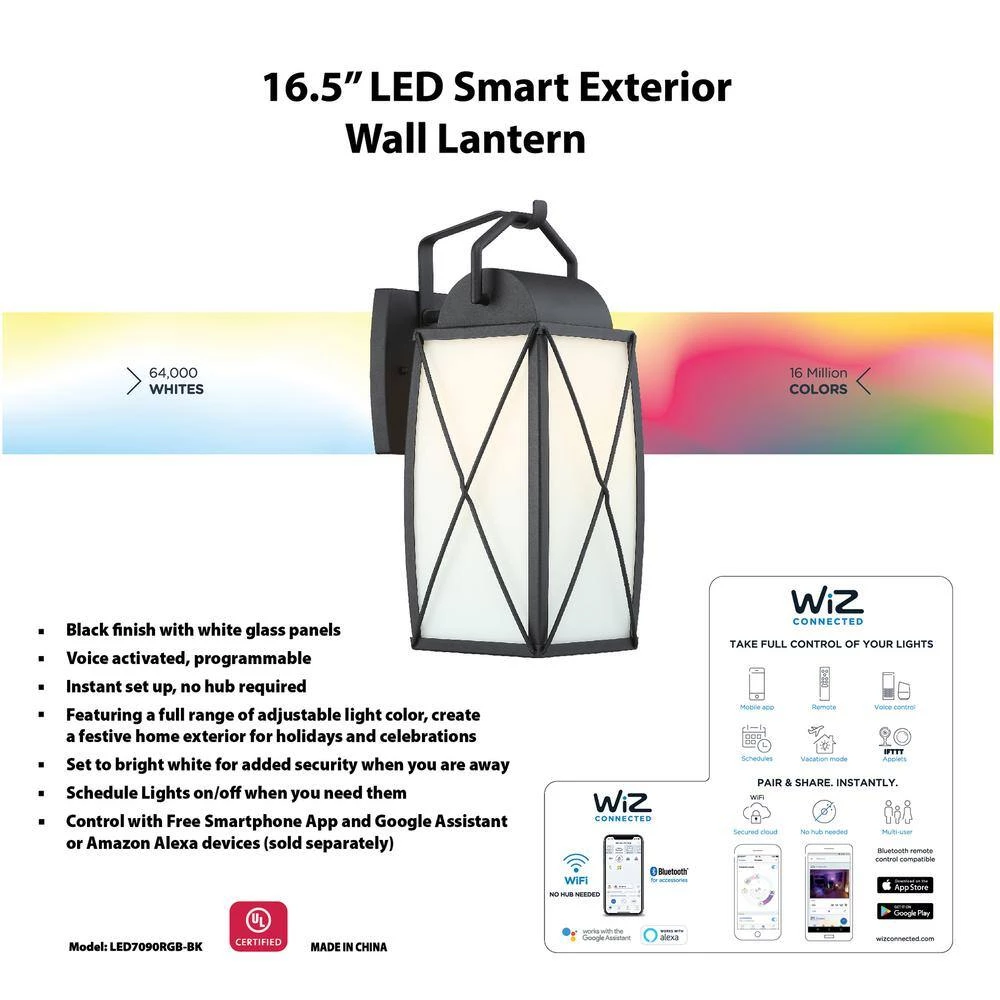 16.5 in. Black Smart LED Outdoor Wall Lamp with Frosted Glass Shade by Designers Fountain 14 16.5 in. Black Smart LED Outdoor Wall Lamp with Frosted Glass Shade by Designers Fountain - Image 12