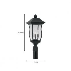 Chelsea 21.5 in. Black 3-Light Outdoor Post Lamp with Clear Glass Shade by Designers Fountain -Designers Fountain Shop black designers fountain post lanterns 2726 bk 40 1000