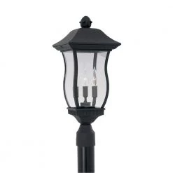Chelsea 21.5 in. Black 3-Light Outdoor Post Lamp with Clear Glass Shade by Designers Fountain