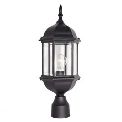 Erving 20.25 in. Black 1-Light Outdoor Post Lamp with Clear Glass Shade by Designers Fountain -Designers Fountain Shop black designers fountain post lanterns 2976 bk 66 1000