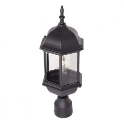 Erving 20.25 in. Black 1-Light Outdoor Post Lamp with Clear Glass Shade by Designers Fountain -Designers Fountain Shop black designers fountain post lanterns 2976 bk a0 1000