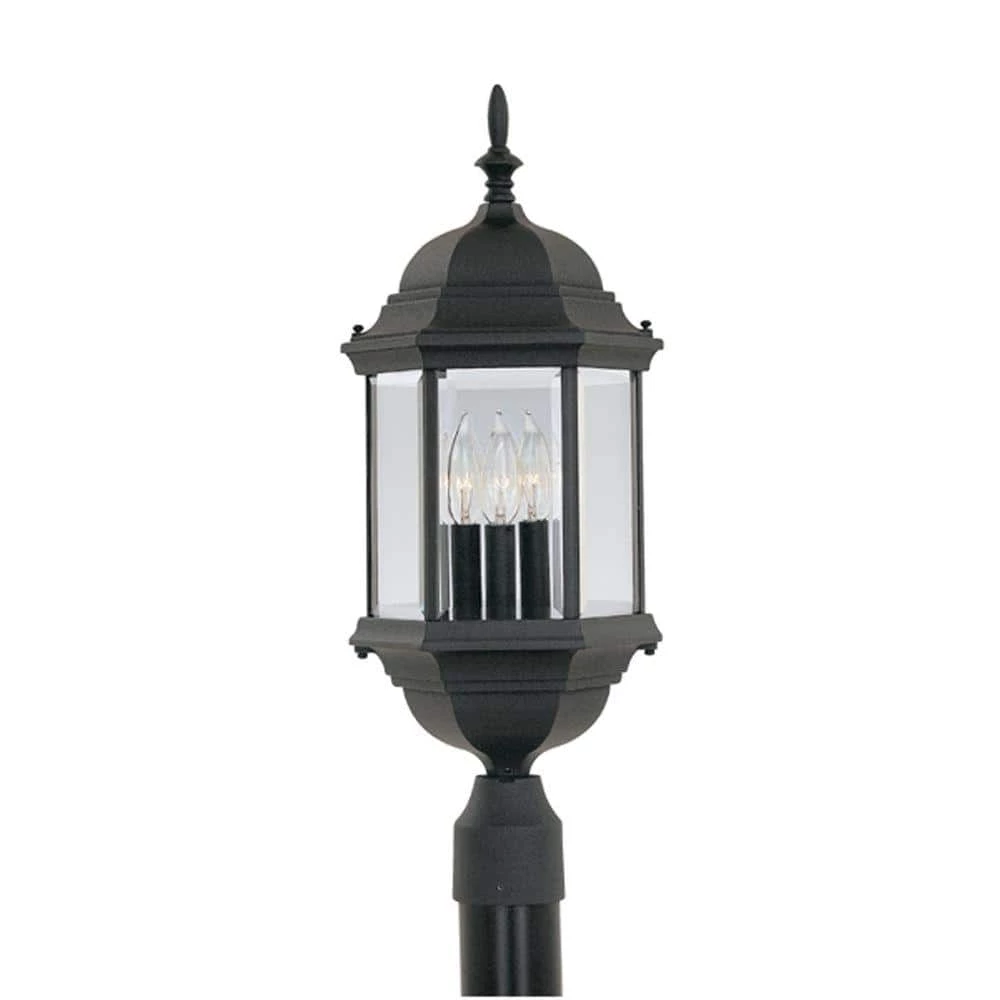 Erving 23.5 in. Black 3-Light Outdoor Post Lamp with Clear Glass Shade by Designers Fountain 3 Erving 23.5 in. Black 3-Light Outdoor Post Lamp with Clear Glass Shade by Designers Fountain